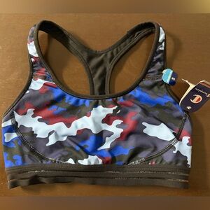 Champion Racerback Camo Sports Bra - Blue/Red/Black/White